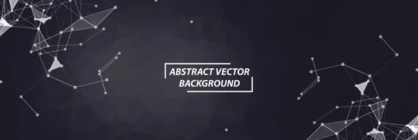 黒多角形の背景分子と通信 点との接続線 最小限の混沌としたイラストの背景 生物学 技術の概念 — ストックベクタ