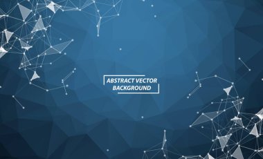 Soyut Geometrik Mavi Çokgen arka plan molekülü ve iletişim. Noktalarla birleştirilmiş çizgiler. Bilim, kimya, biyoloji, tıp, teknoloji kavramı.
