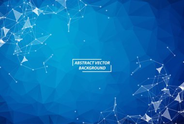 Soyut Geometrik Mavi Çokgen arka plan molekülü ve iletişim. Noktalarla birleştirilmiş çizgiler. Bilim, kimya, biyoloji, tıp, teknoloji kavramı.