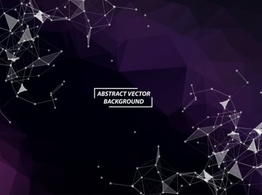 Soyut Geometrik Mor Çokgen arka plan molekülü ve iletişimi. Noktalarla birleştirilmiş çizgiler. Bilim, kimya, biyoloji, tıp, teknoloji kavramı.