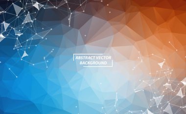 Soyut Geometrik Gökkuşağı Çokgen arka plan molekülü ve iletişimi. Noktalarla birleştirilmiş çizgiler. Bilim, kimya, biyoloji, tıp, teknoloji kavramı.