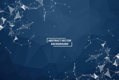 Soyut Geometrik Mavi Çokgen arka plan molekülü ve iletişim. Noktalarla birleştirilmiş çizgiler. Bilim, kimya, biyoloji, tıp, teknoloji kavramı.