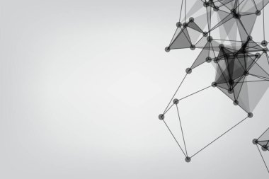 Geometrik grafik arkaplan molekülü ve iletişim. Minimalizm kaotik illüstrasyon. Bilim, kimya, biyoloji, tıp kavramı. Noktaları ve çizgileri birleştiren Arkaplan Teknolojisi.