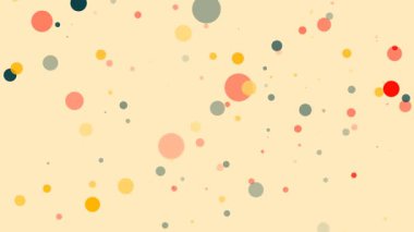 Bu canlı animasyon arka planında renkli yüzen noktalar, görsel ve yaratıcı projeler için mükemmel neşeli ve neşeli bir atmosfer yaratıyor..