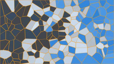 Mavi ve siyah renkli Voronoi desenli büyüleyici bir soyut arkaplan keşfet, animasyon ve dijital projeler için mükemmel..