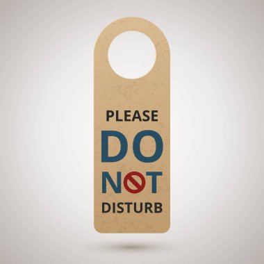 Karton kapıda asılı metin ile rahatsız etmeyin, vektör, illüstrasyon 