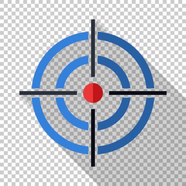 Target icon in flat style with long shadow on transparent background clipart