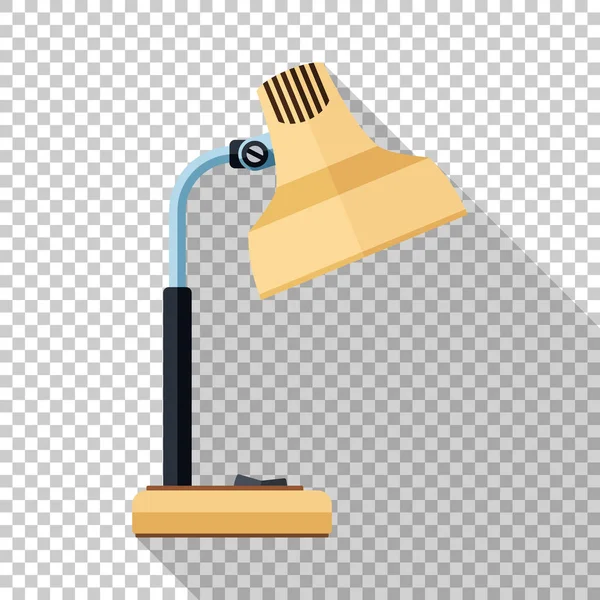 Tischlampe-Symbol im flachen Stil mit langem Schatten auf transparentem Hintergrund — Stockvektor