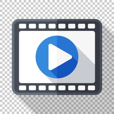 Media player simgesini şeffaf arka plan üzerinde düz tarzı