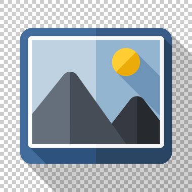 Saydam arka plan üzerinde düz stilde resim simgesi