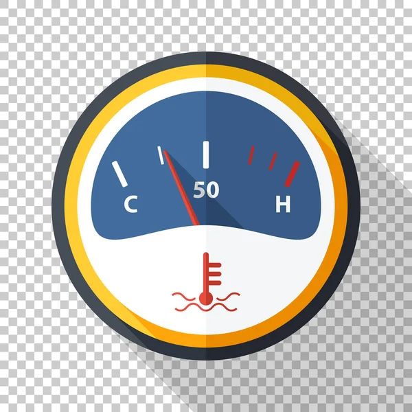 Motor temperature gauge icon in flat style on transparent background — Stock Vector