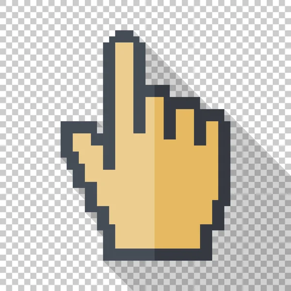 Pixelierter Mauszeiger in flachem Stil auf transparentem Hintergrund — Stockvektor