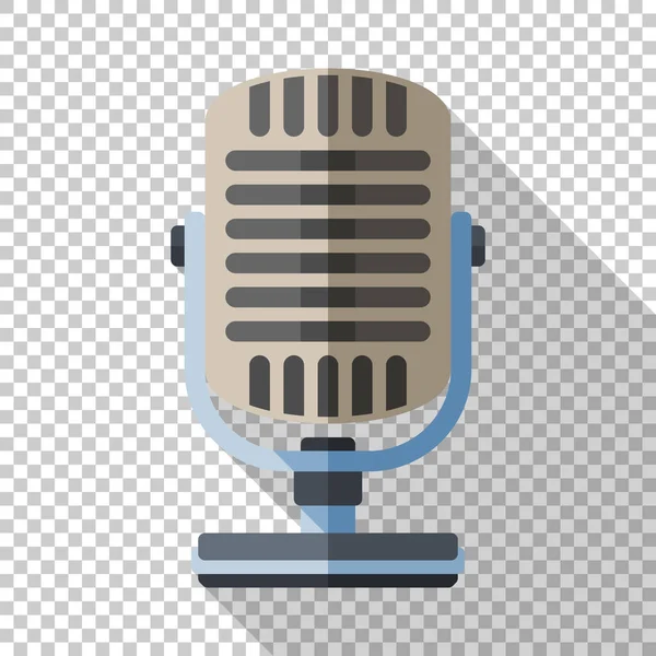 Retro microphone icon in flat style on transparent background — Stock Vector