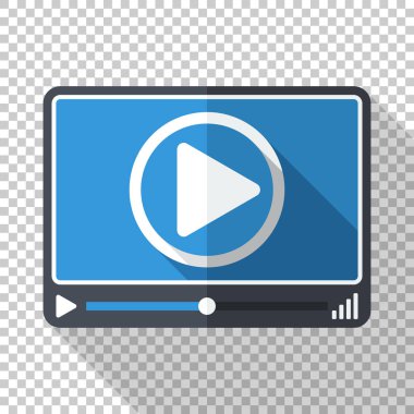 Saydam arka plan üzerinde düz stil video veya media Player'da