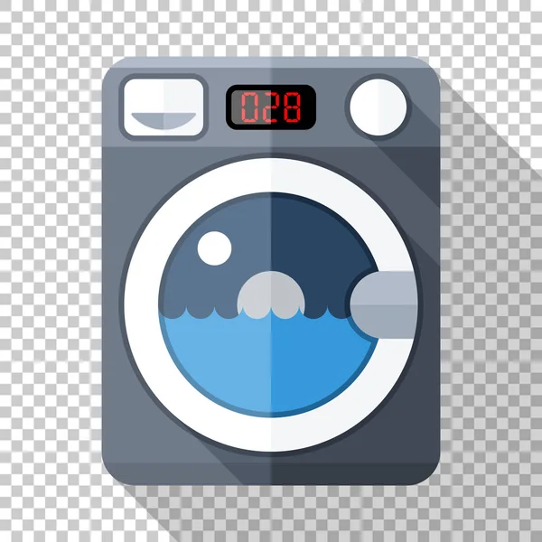 Значок стиральной машины в плоском стиле на прозрачном фоне — стоковый вектор