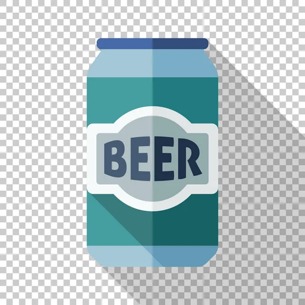 Icono de lata de cerveza de aluminio en estilo plano sobre fondo transparente — Vector de stock