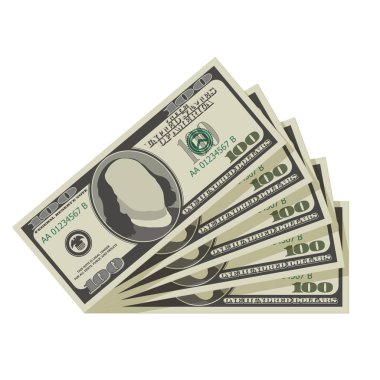 Yüz dolar Bono hayranı. Beyaz arka plan üzerinde izole vektör çizim