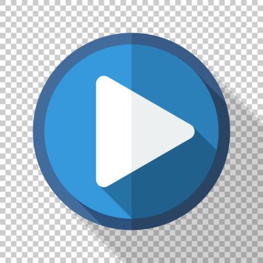 Düğme veya simge uzun gölge ile düz stil şeffaf arka plan üzerinde oynamak