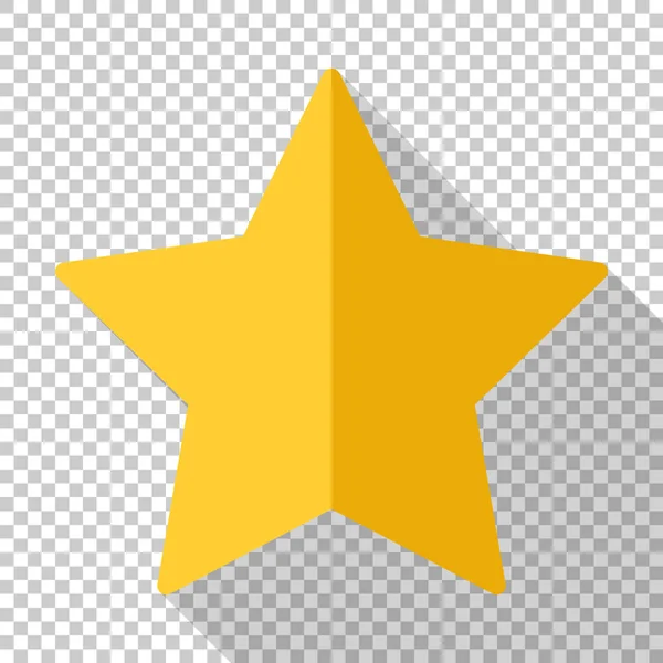 Arany csillag ikon, lapos stílusú hosszú árnyék átlátszó háttér — Stock Vector