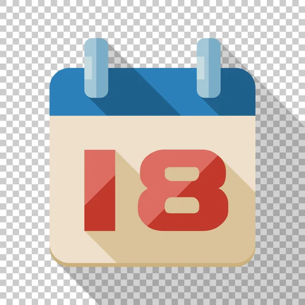 Icône du calendrier dans un style plat avec une ombre longue sur fond transparent — Image vectorielle