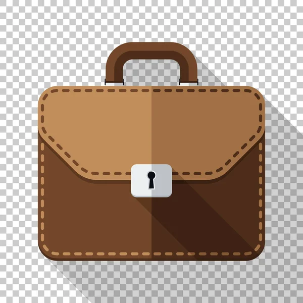 Briefcase icon in flat style with long shadow on transparent background — Stock Vector