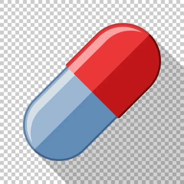 Kapszula pill ikon lapos stílusú hosszú árnyék átlátszó háttér — Stock Vector