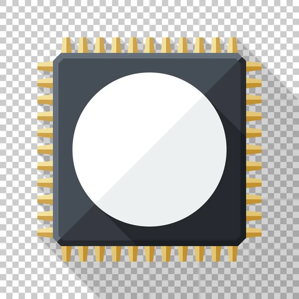 Ikona čip v ploché styl s dlouhý stín na průhledném pozadí — Stockový vektor