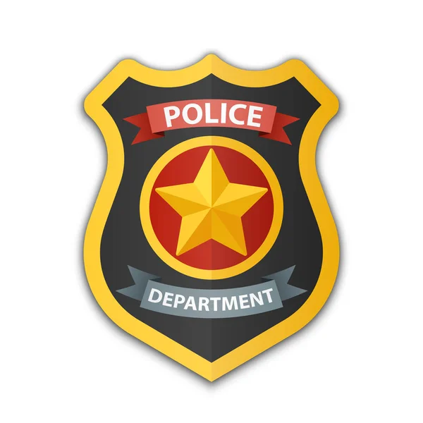 Icono de placa policial. Escudo con una estrella, ilustración vectorial sobre fondo blanco — Vector de stock