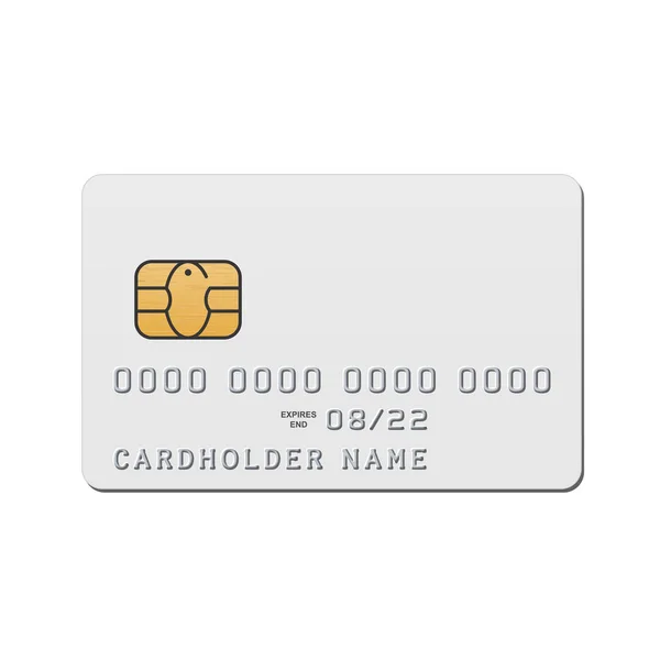 Boş beyaz kredi kartı şablonu. Vektör mockup Emv çip ile kredi kartı — Stok Vektör