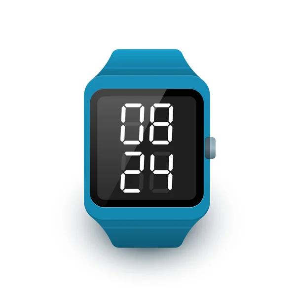 Smart watch icon with digital clock app on screen. Vector illustration of smartwatch — Stock Vector