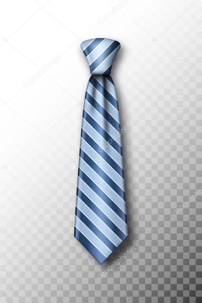 Striped tie with soft shadow on a fading white background. Template for Fathers Day greeting card. Vector illustration