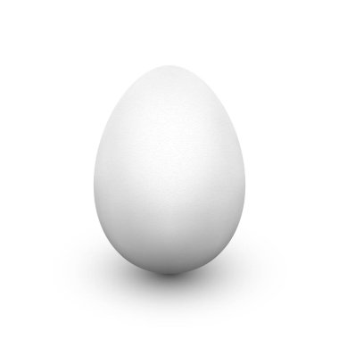 White egg with soft shadow isolated on white background. Single realistic animal egg. Template for Easter holiday