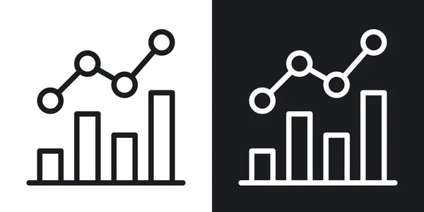 Line chart, graph or diagram icon. Simple two-tone vector illustration on black and white background — Stock Vector