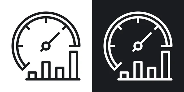 Icon zur Optimierung von Geschäftsprozessen. Leistungs- oder Produktivitätsmesser mit Wachstumstabelle. Einfache zweifarbige Vektordarstellung auf schwarz-weißem Hintergrund — Stockvektor