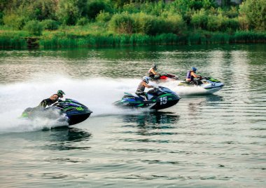 06.28.2019 Rusya, Bryansk. Jet Ski pilotları arasında yarışmalar.