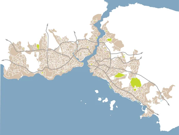 Istambul Turquia Mapa Vector Das Estradas Das Redes Transportes — Vetor de Stock