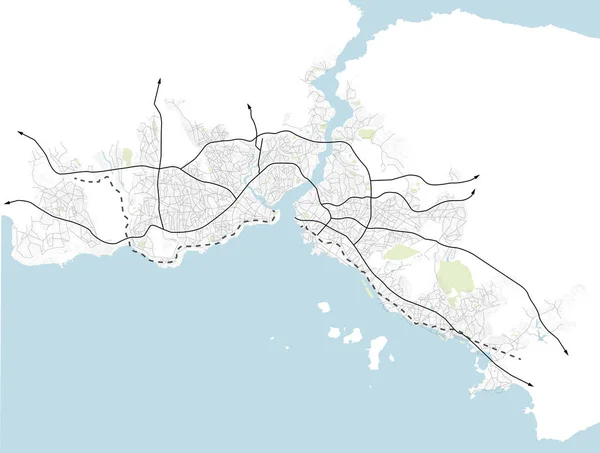 Carte Vectorielle Réseau Routier Transport Istanbul Turquie — Image vectorielle