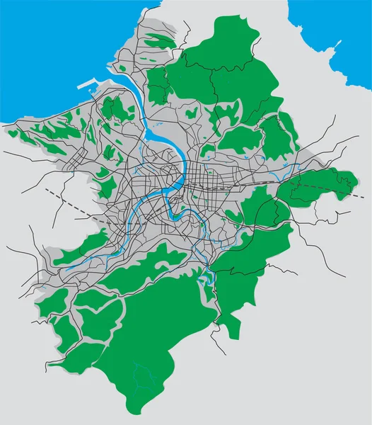 Taipei Taiwan Streets Roads Avenues Transportation Vector Map — Stock Vector