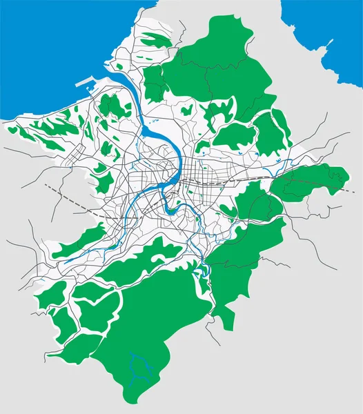 Taipei, Tayvan sokakları, yolları, caddeleri, ulaşım vektör haritası