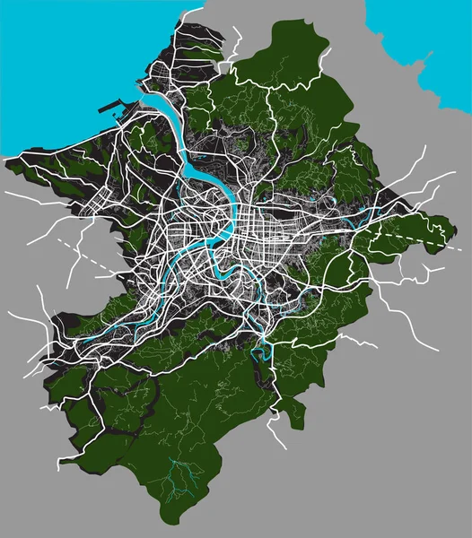 Taipei, Tayvan sokakları, yolları, caddeleri, ulaşım vektör haritası