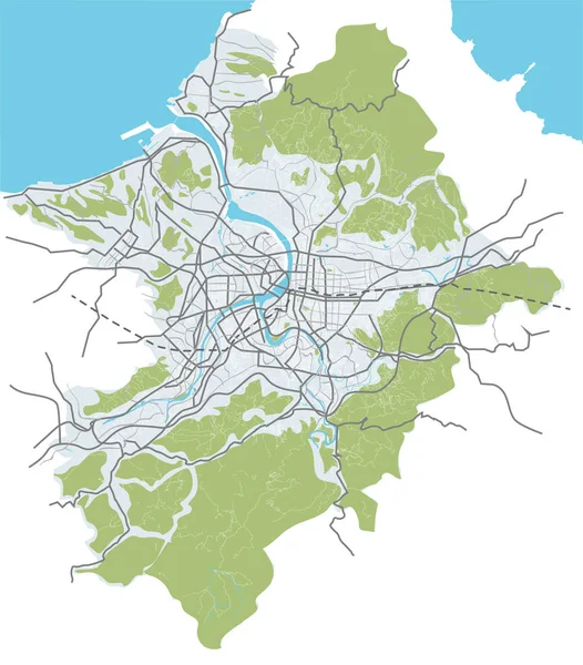 Taipei, Tayvan sokakları, yolları, caddeleri, ulaşım vektör haritası