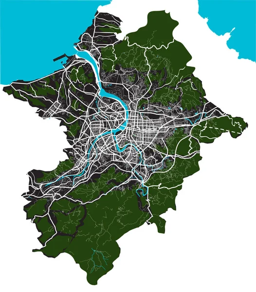 Taipei Taiwan Straten Wegen Avenues Vervoer Vectorkaart — Stockvector