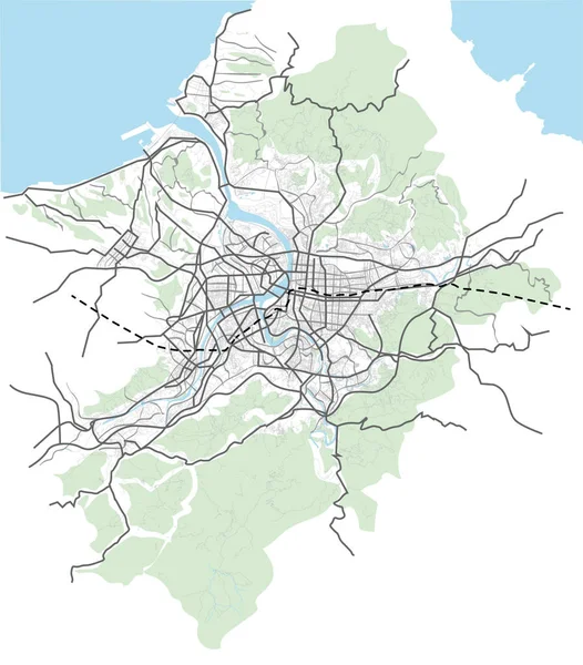 Taipei, Tayvan sokakları, yolları, caddeleri, ulaşım vektör haritası