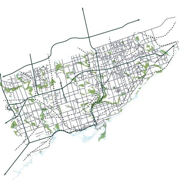 Toronto Ontario Kanada Gatu Nätverk Vektor Karta — Stock vektor