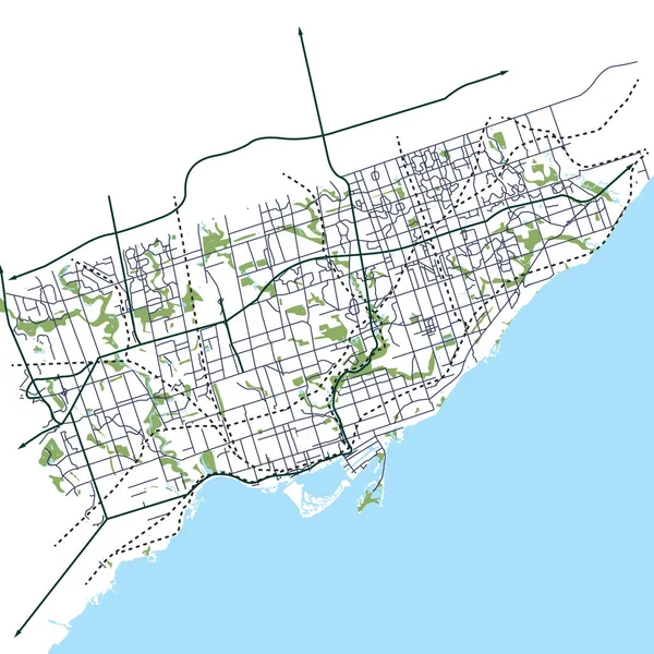 Toronto Ontario Kanada Straßennetzwerk Vektorkarte — Stockvektor