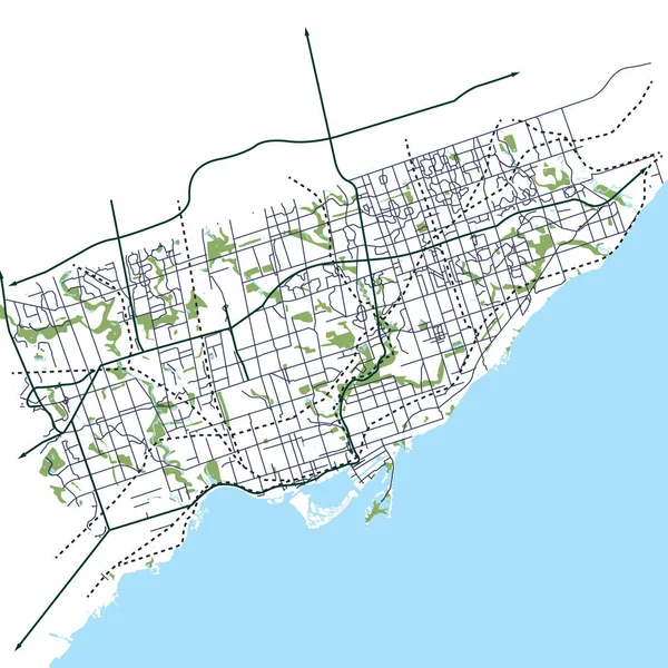 Toronto Ontario Kanada Sieć Ulic Mapa Wektorowa — Wektor stockowy