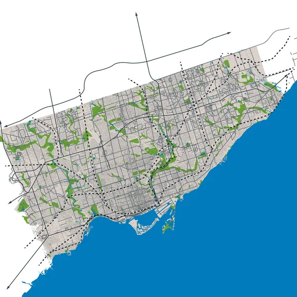 Toronto Ontário Canadá Mapa Vetorial Rede Rua — Vetor de Stock