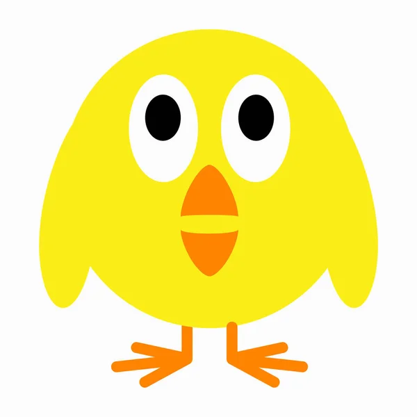 Cute Yellow Little Chick Illustration Children Isolated White Background Front — Stock Photo, Image