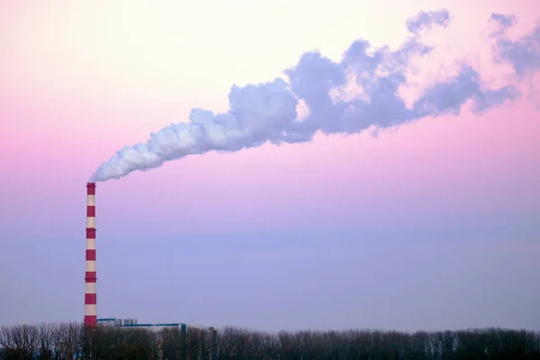 Rook Vliegen Lucht Uit Schoorsteen Van Fabriek Beschadigde Milieu Concept — Stockfoto