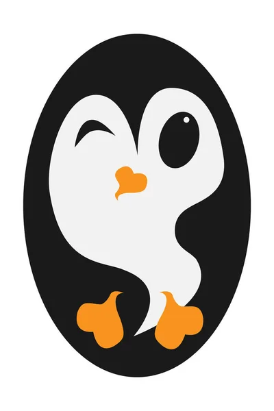 Very Simple Cute Little Penguin Vector Cartoon Kawaii Style — Stock Vector